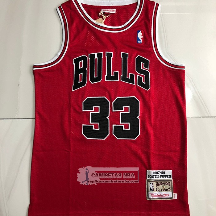 Camiseta Chicago Bulls Scottie Pippen NO 33 Mitchell & Ness 1997-98 Rojo